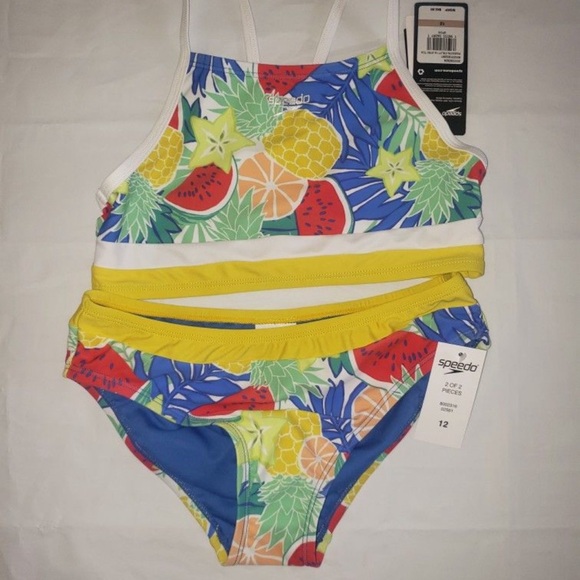 SpeedoGirls' Print Block Two Piece Bikini Set (Big Kid) - Picture 1 of 7